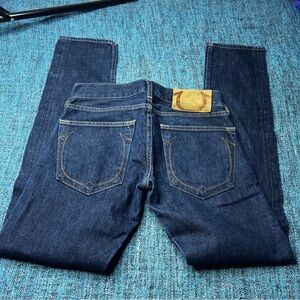 True Religion Leather Patch Big Logo Pocket Geno Jeans Size 28 Button Fly